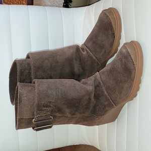 Sorel Toronto Brown Burnished Suede Wedge Boots Sz. 7.5 NL2117-248